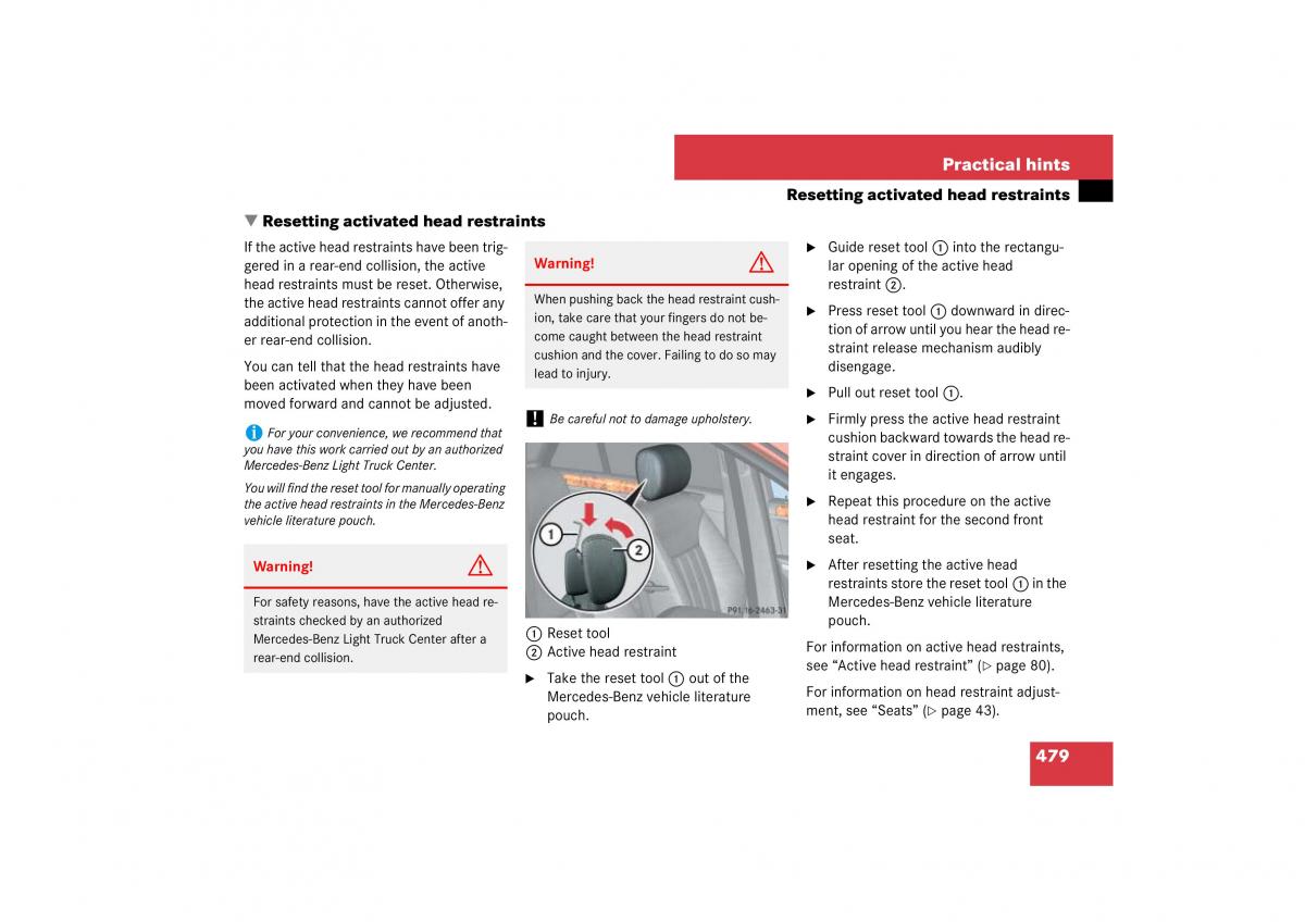 Mercedes Benz ML W164 owners manual / page 480