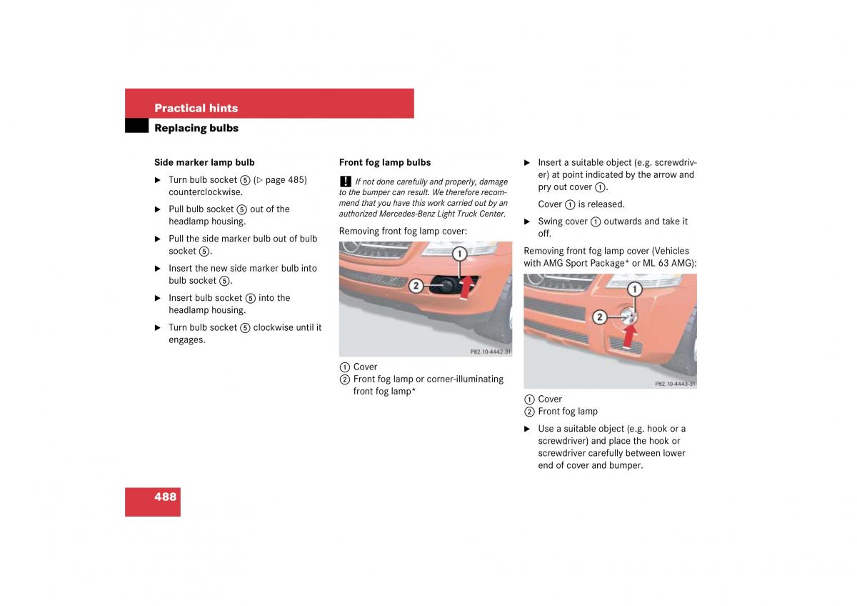 Mercedes Benz ML W164 owners manual / page 489