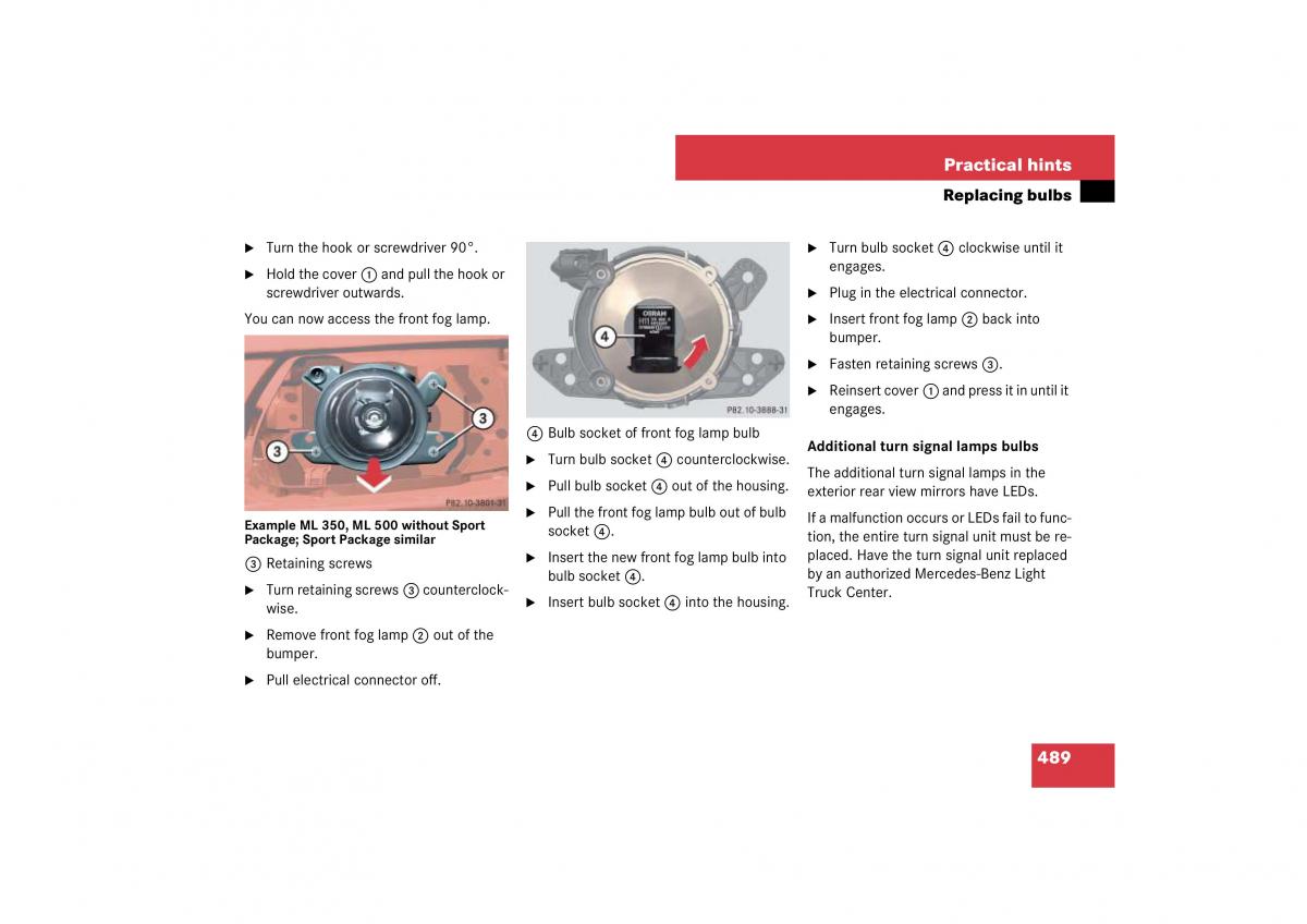 Mercedes Benz ML W164 owners manual / page 490