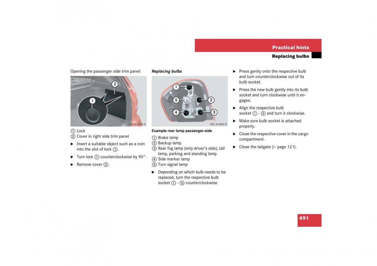 Mercedes Benz ML W164 owners manual / page 492