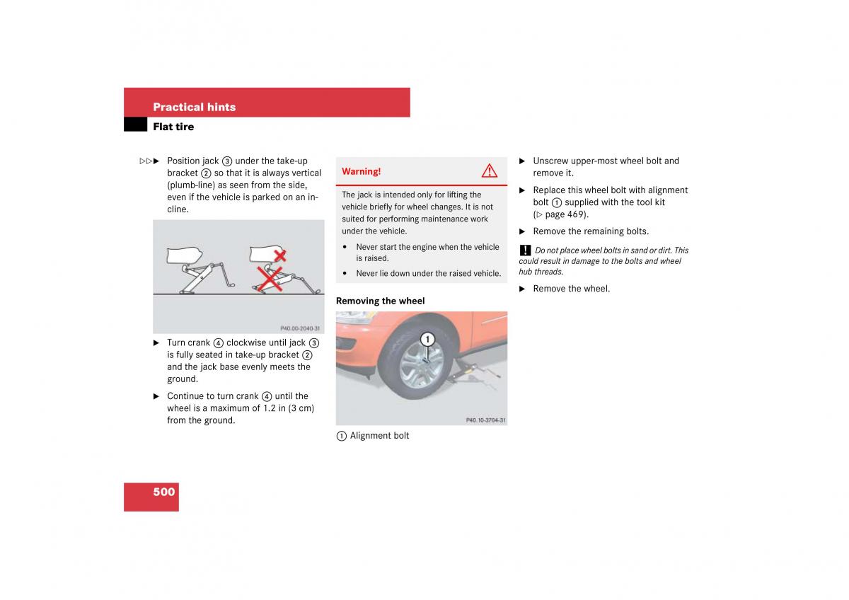 Mercedes Benz ML W164 owners manual / page 501