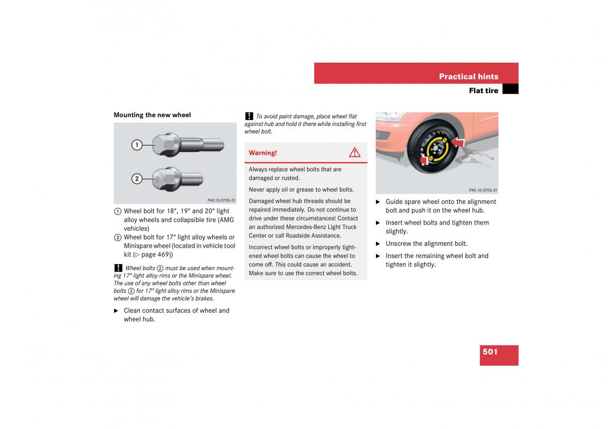 Mercedes Benz ML W164 owners manual / page 502