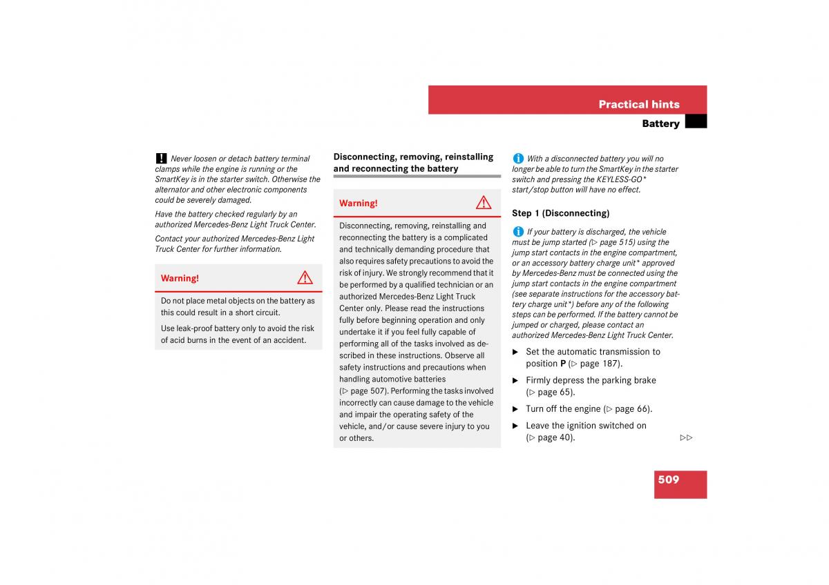 Mercedes Benz ML W164 owners manual / page 510