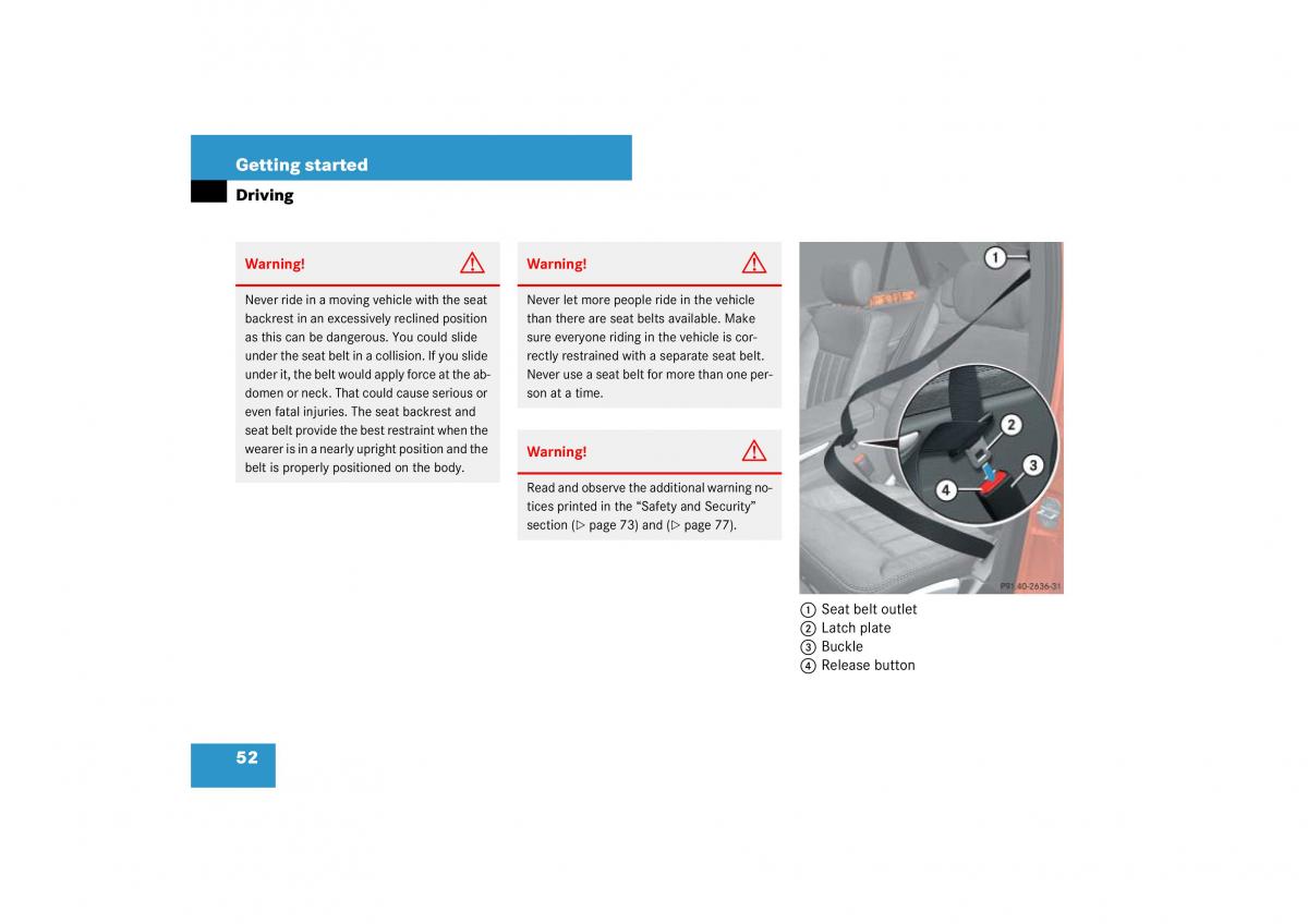 Mercedes Benz ML W164 owners manual / page 53