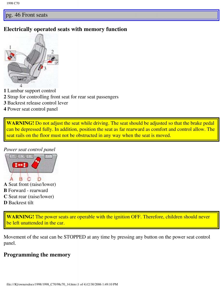 manual  Volvo C70 NI N1 owners manual / page 62