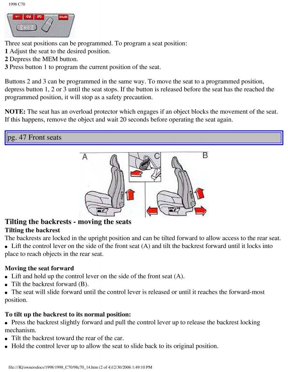 manual  Volvo C70 NI N1 owners manual / page 63