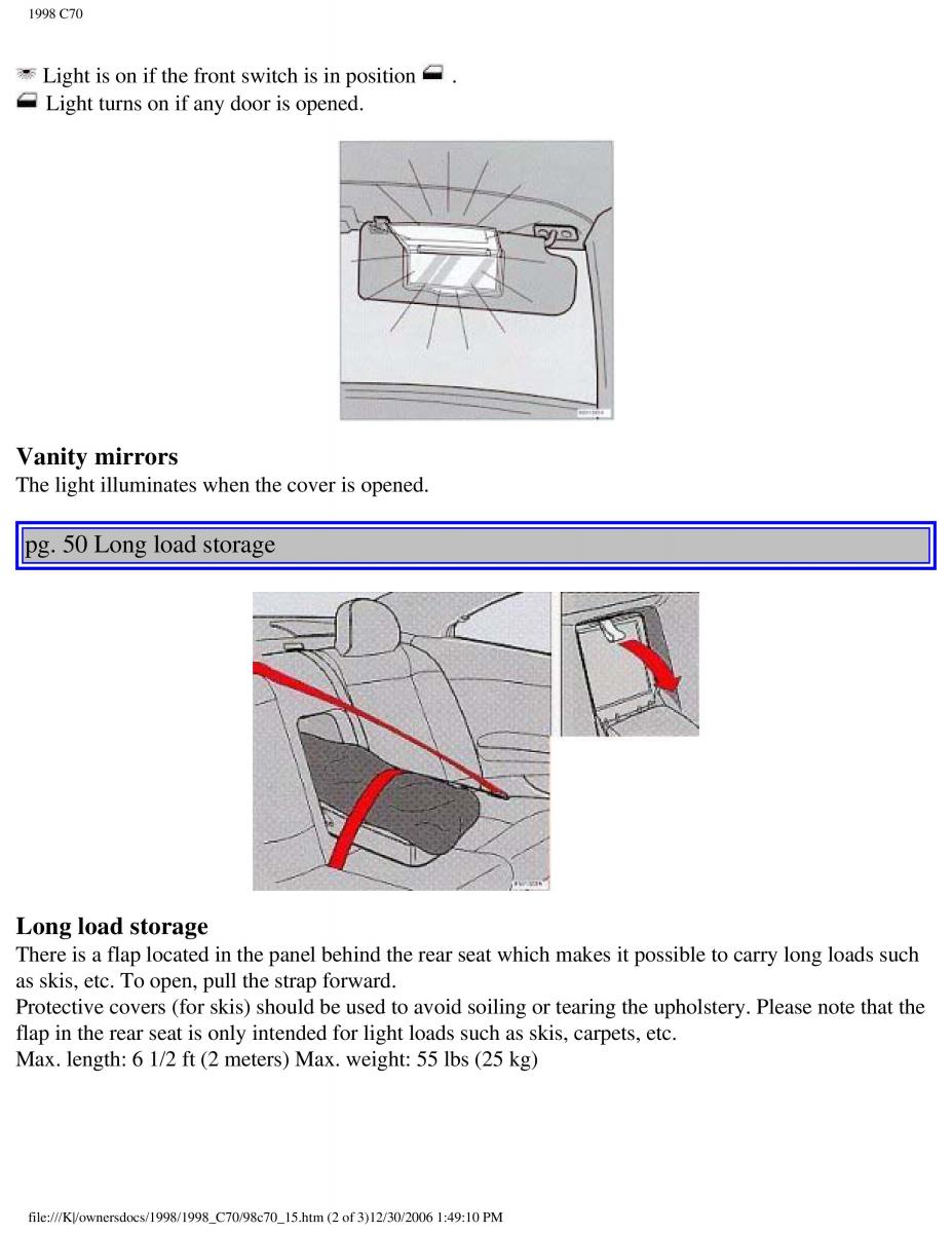 manual  Volvo C70 NI N1 owners manual / page 67