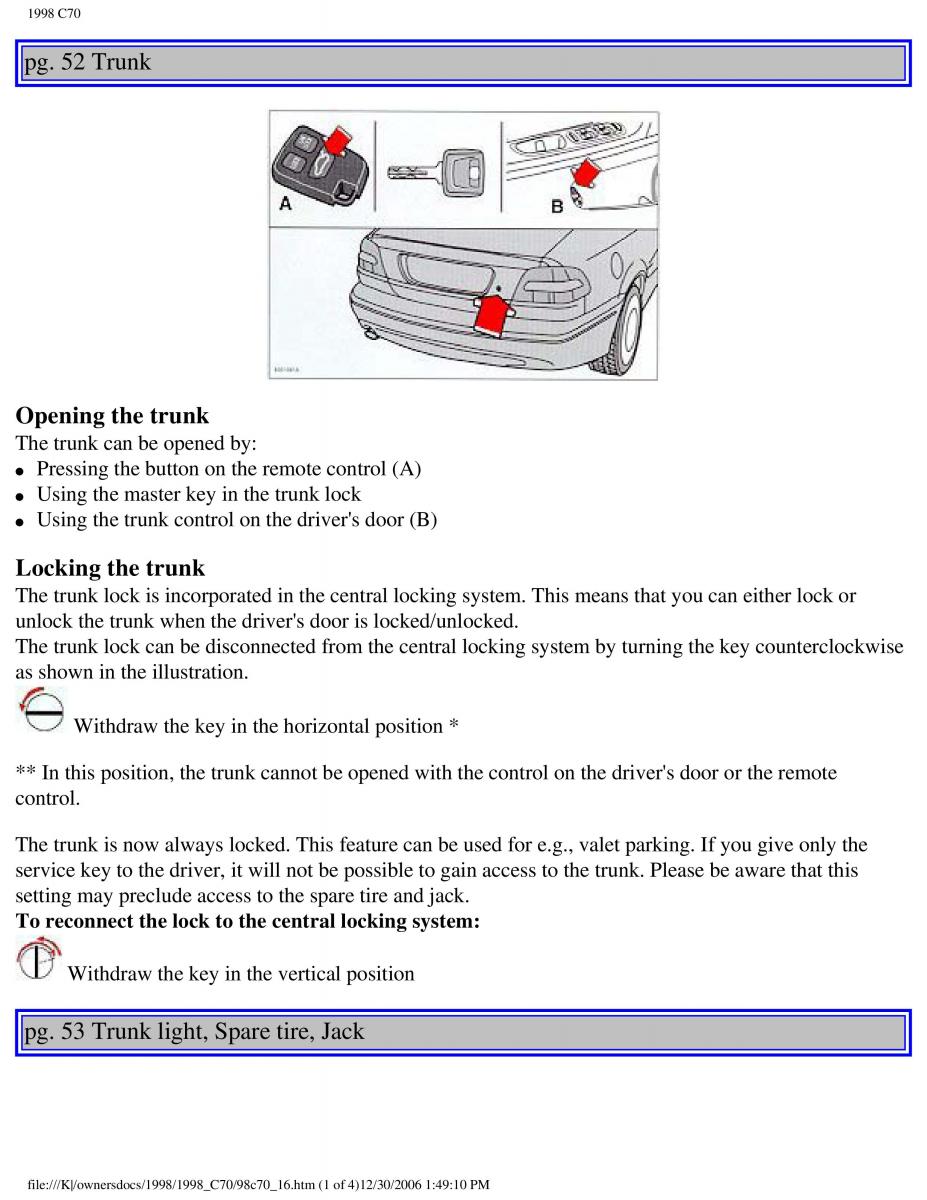 manual  Volvo C70 NI N1 owners manual / page 69