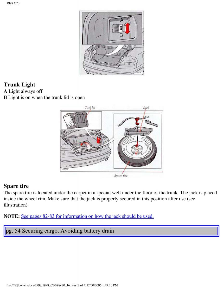 manual  Volvo C70 NI N1 owners manual / page 70