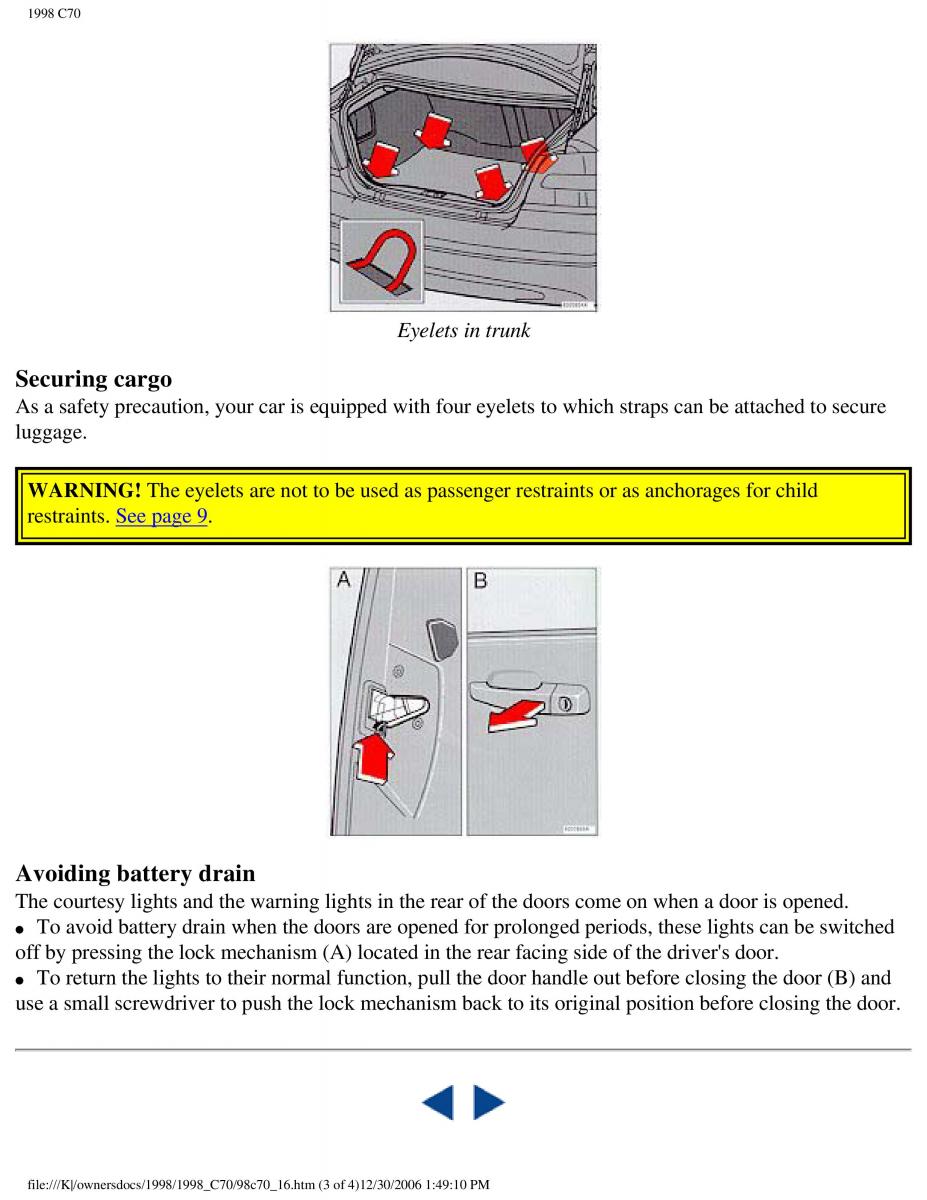 manual  Volvo C70 NI N1 owners manual / page 71