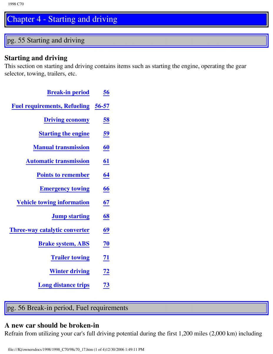 manual  Volvo C70 NI N1 owners manual / page 73