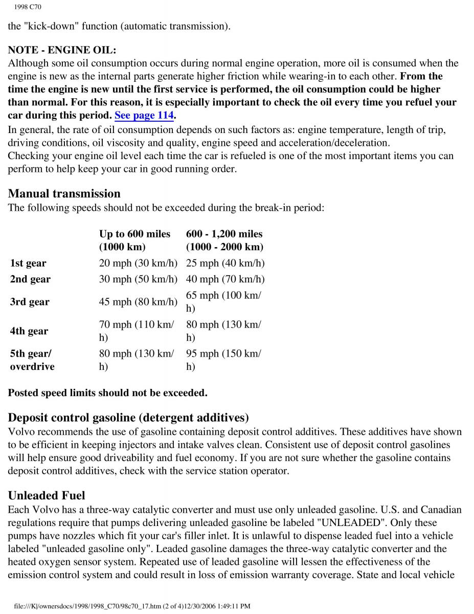 manual  Volvo C70 NI N1 owners manual / page 74