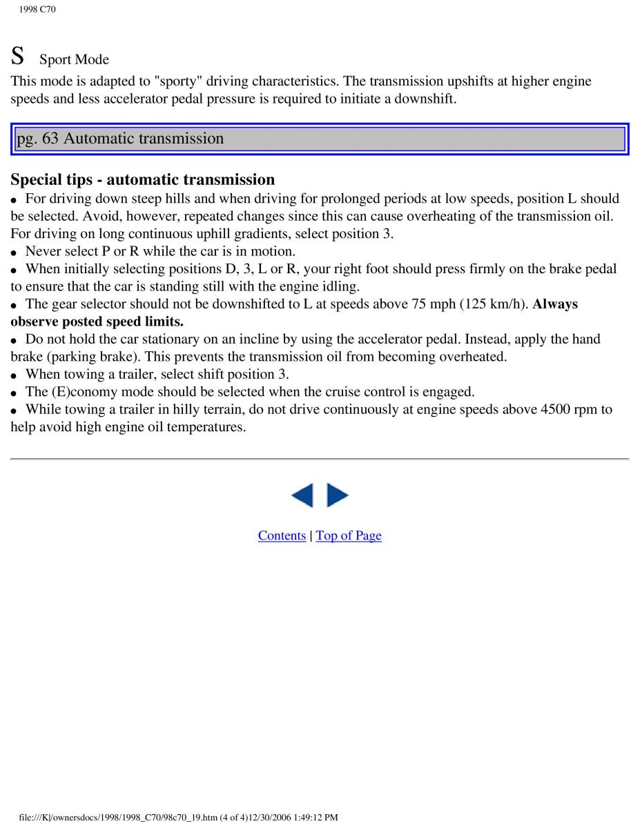 manual  Volvo C70 NI N1 owners manual / page 84