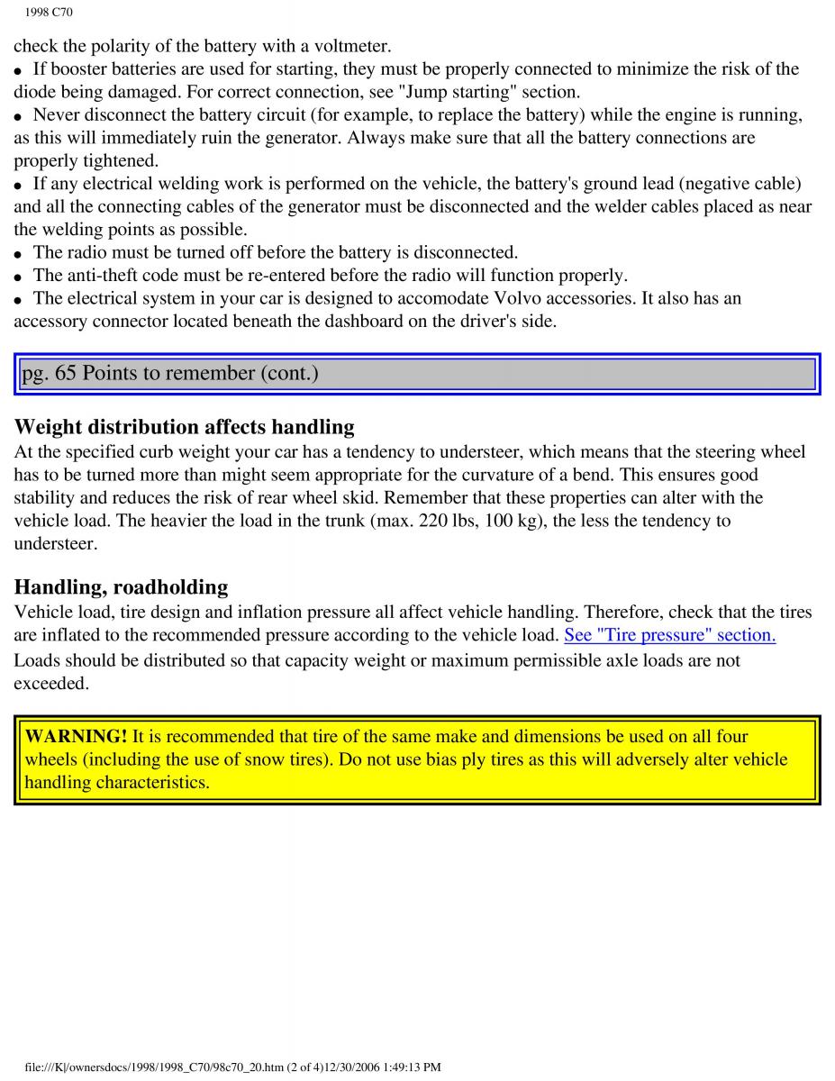 manual  Volvo C70 NI N1 owners manual / page 86