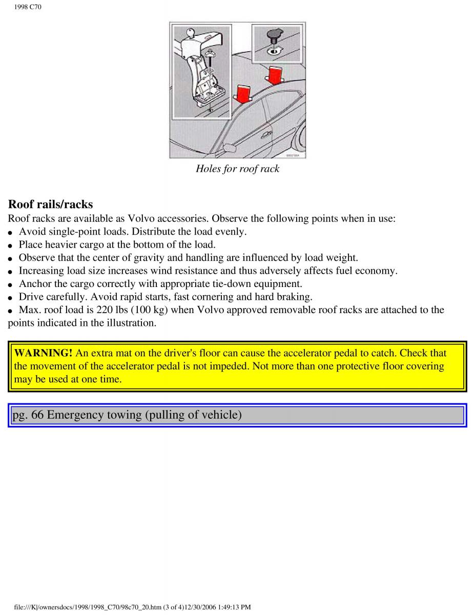 manual  Volvo C70 NI N1 owners manual / page 87