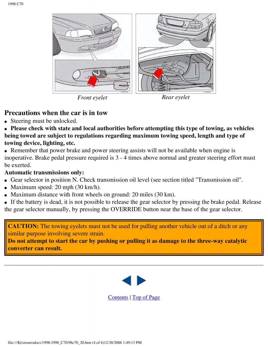 manual  Volvo C70 NI N1 owners manual / page 88