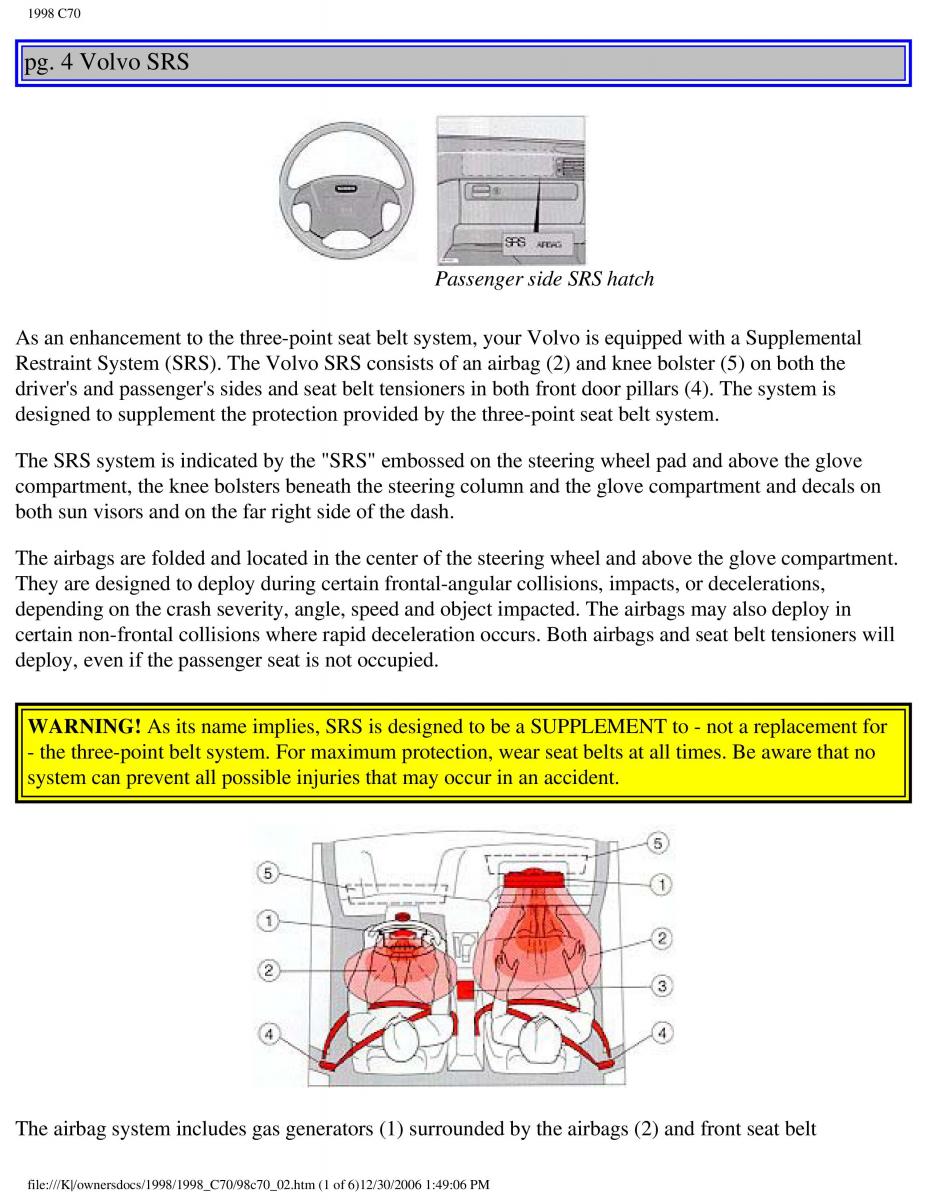 Volvo C70 NI N1 owners manual / page 9