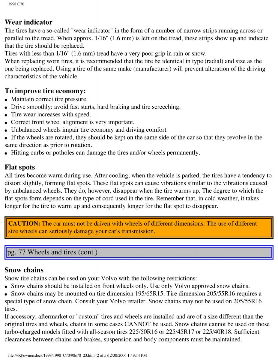 manual  Volvo C70 NI N1 owners manual / page 97