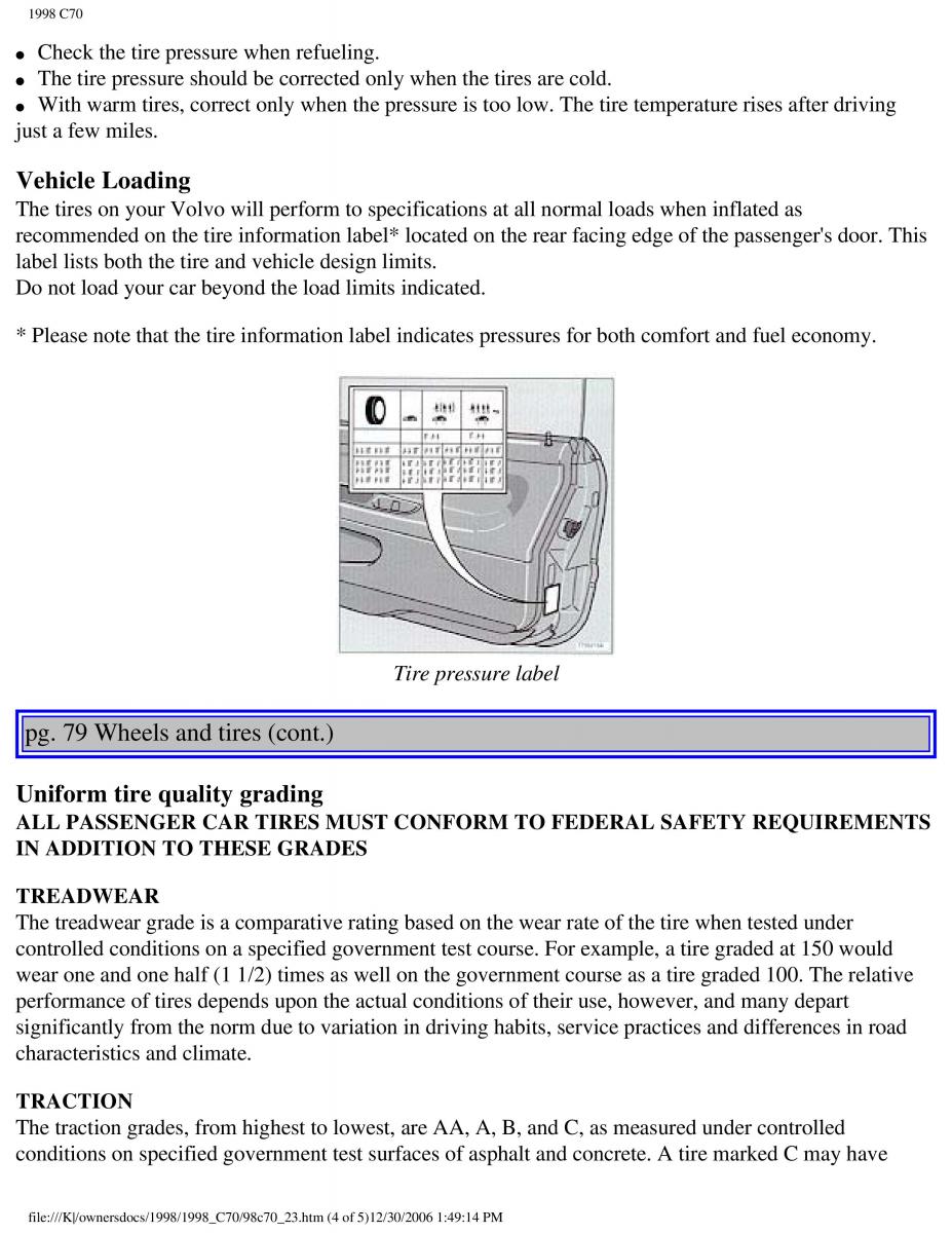 manual  Volvo C70 NI N1 owners manual / page 99