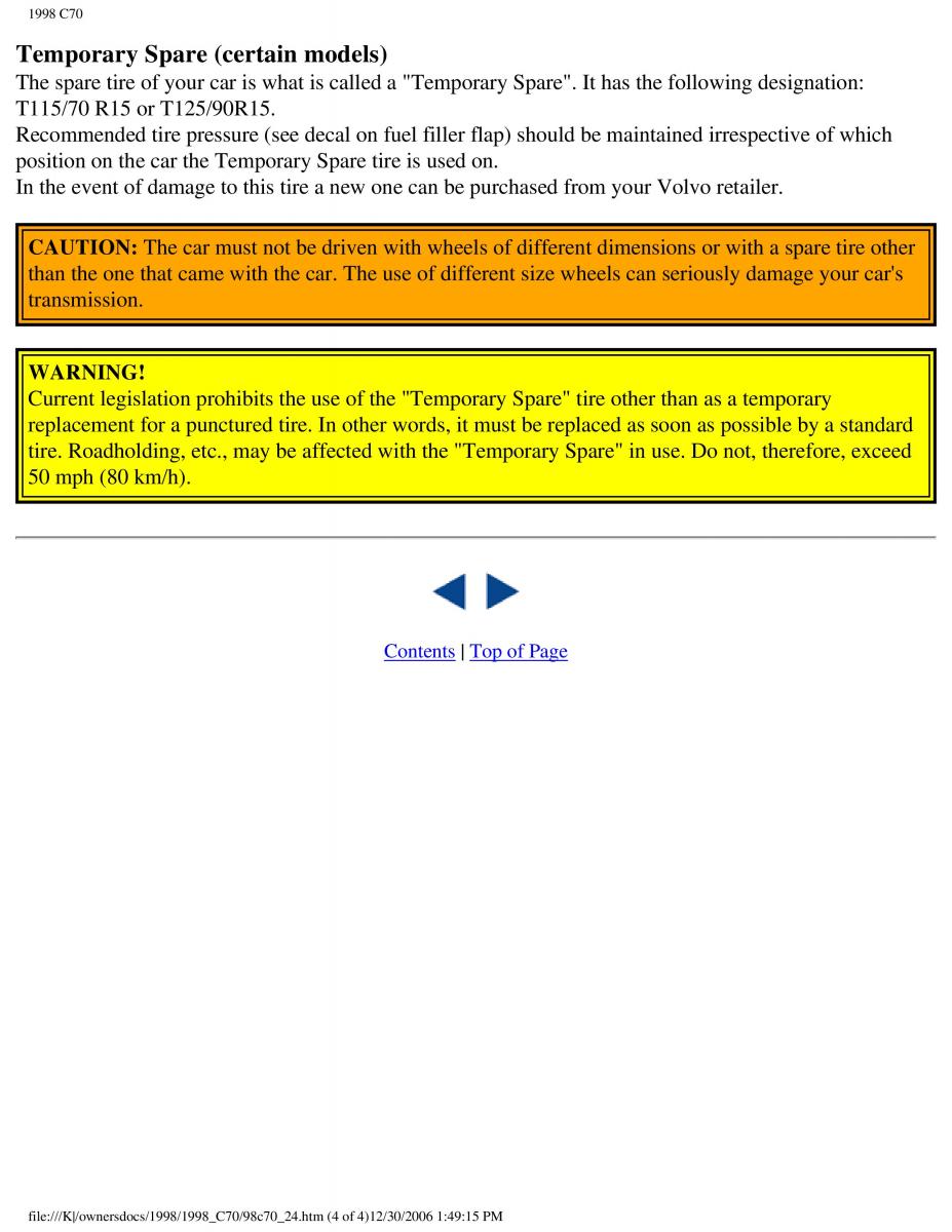 manual  Volvo C70 NI N1 owners manual / page 104