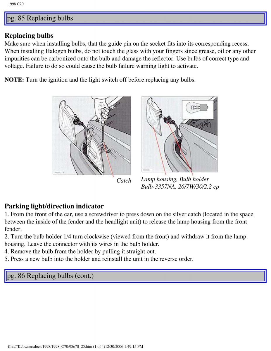 manual  Volvo C70 NI N1 owners manual / page 105