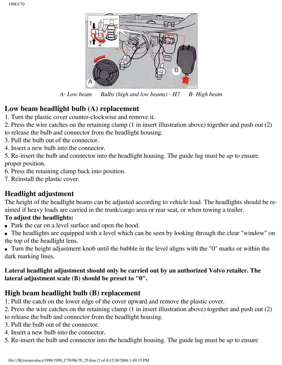 manual  Volvo C70 NI N1 owners manual / page 106