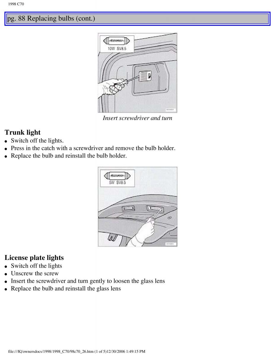 manual  Volvo C70 NI N1 owners manual / page 109