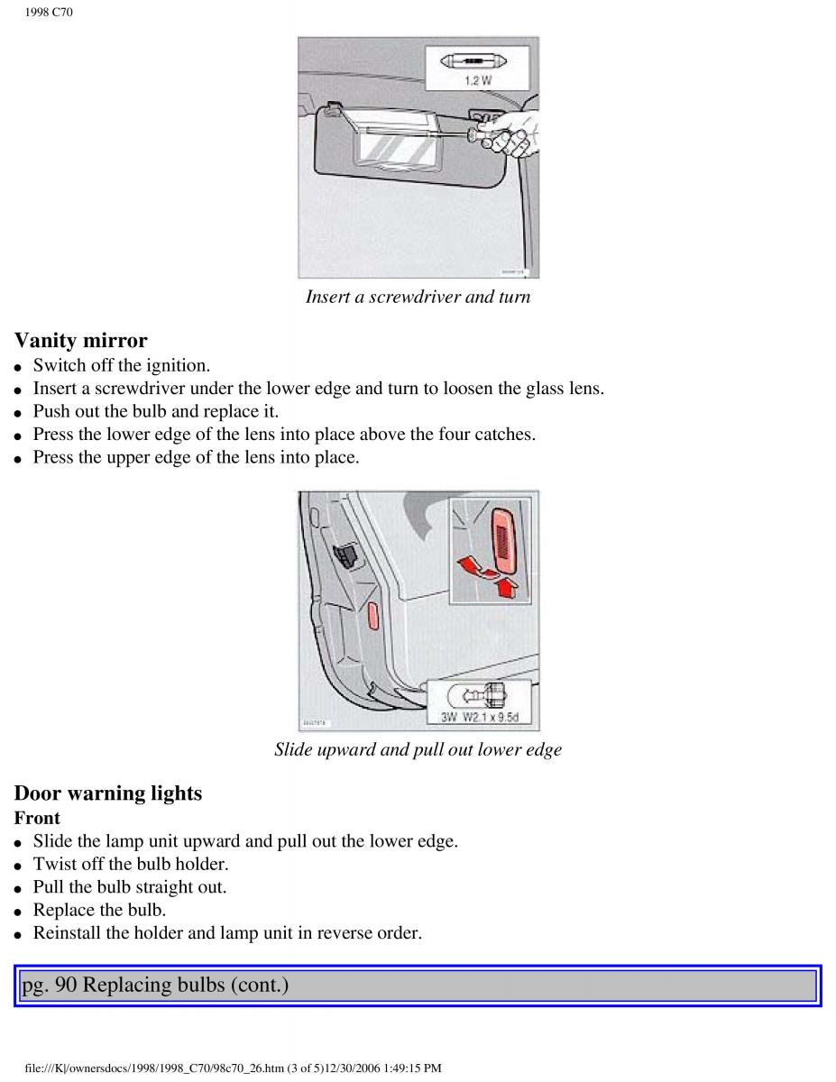 manual  Volvo C70 NI N1 owners manual / page 111