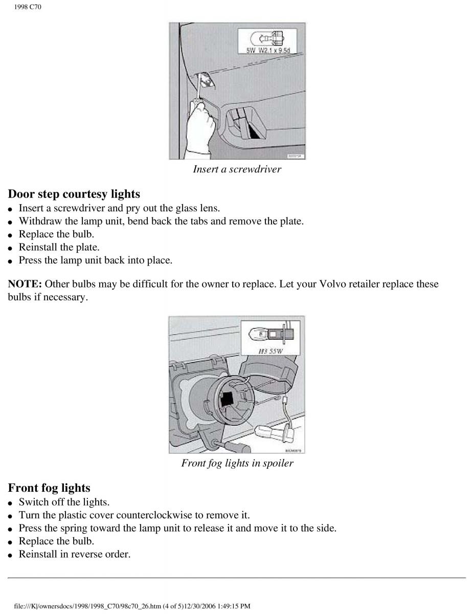 manual  Volvo C70 NI N1 owners manual / page 112