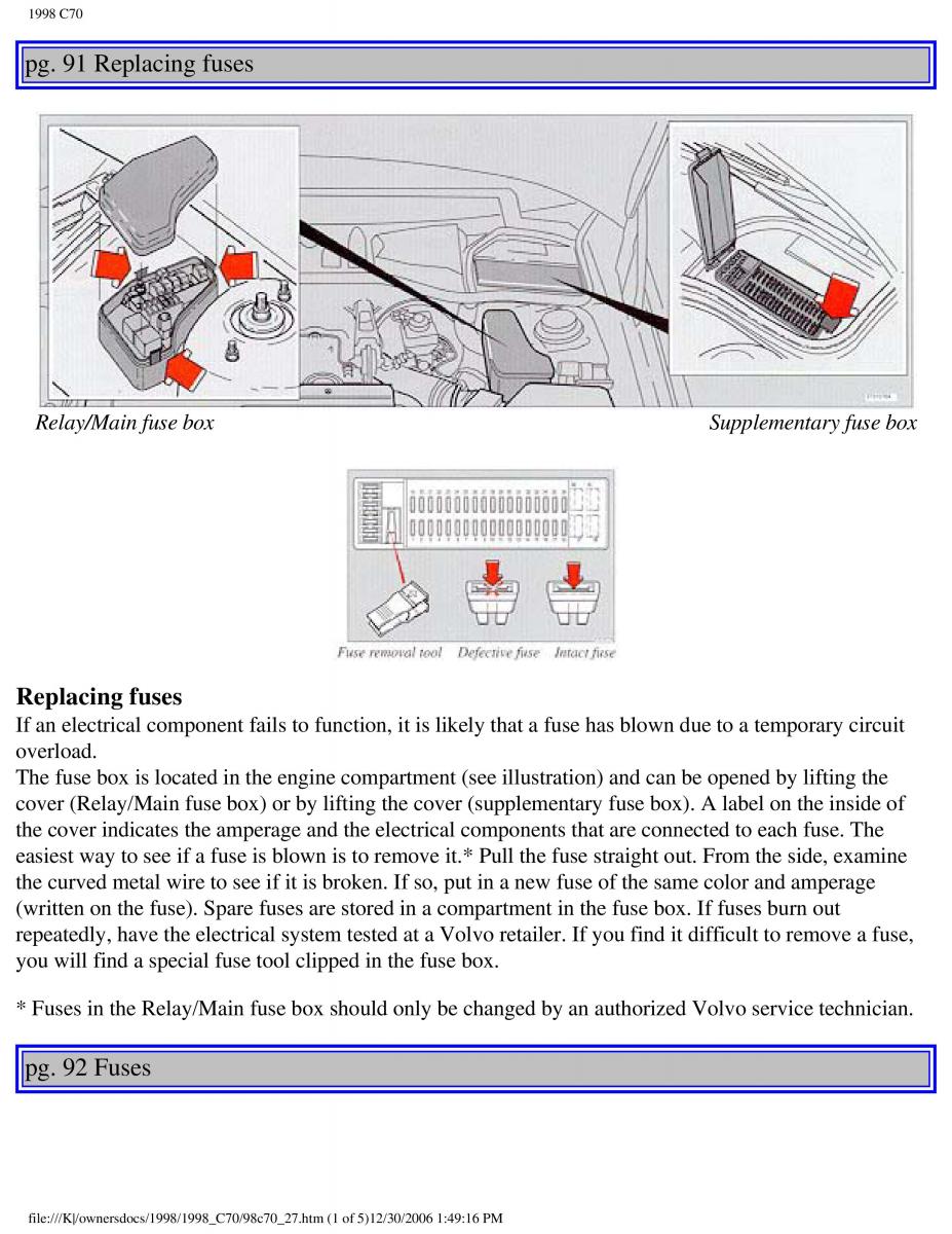 manual  Volvo C70 NI N1 owners manual / page 114