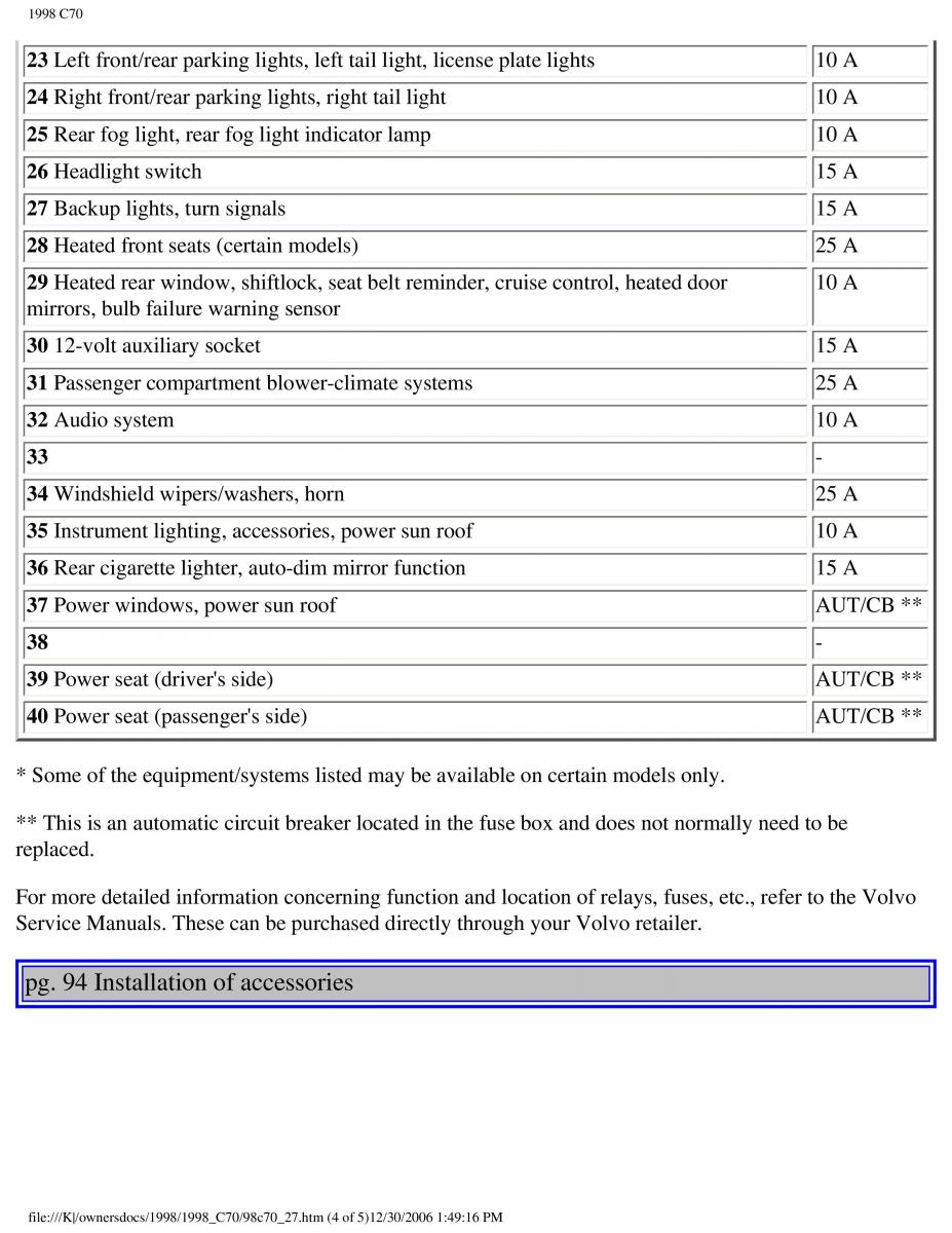 manual  Volvo C70 NI N1 owners manual / page 117