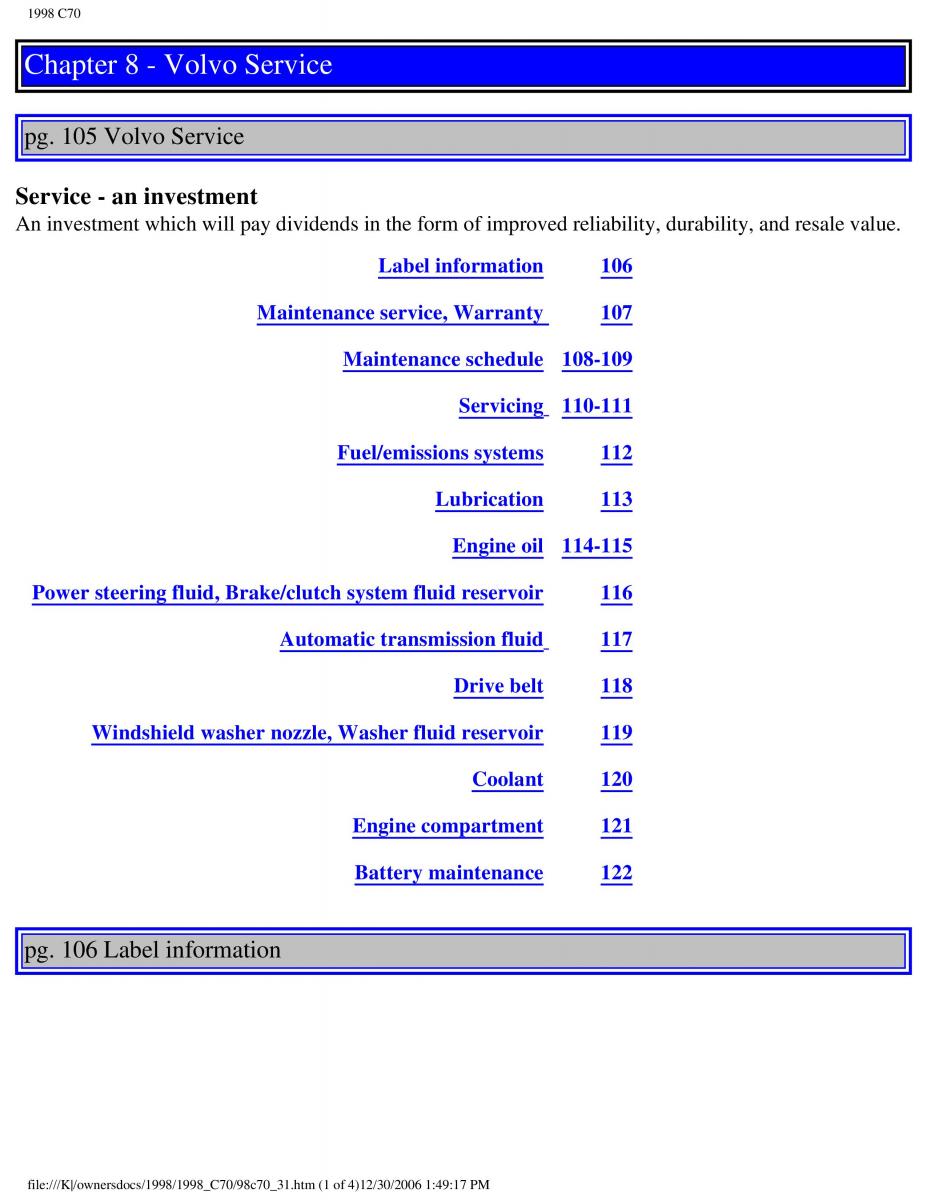 manual  Volvo C70 NI N1 owners manual / page 127