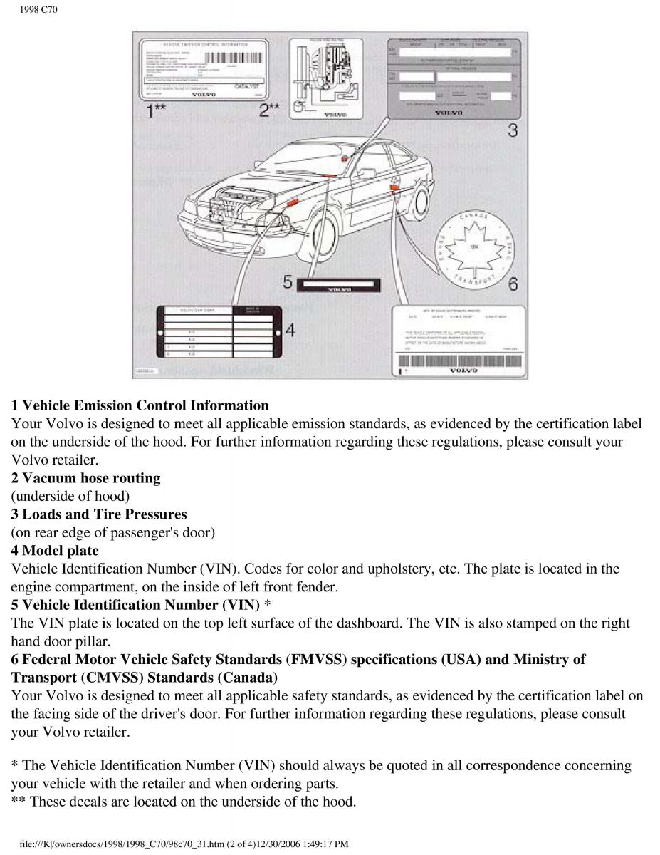 manual  Volvo C70 NI N1 owners manual / page 128