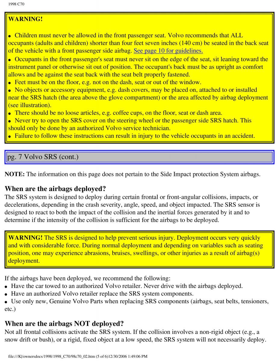 manual  Volvo C70 NI N1 owners manual / page 13