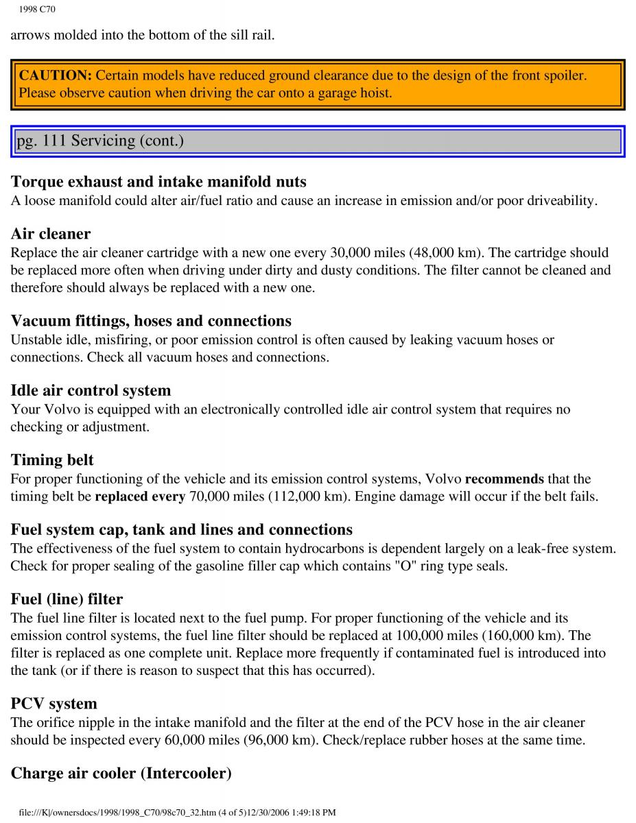 manual  Volvo C70 NI N1 owners manual / page 134