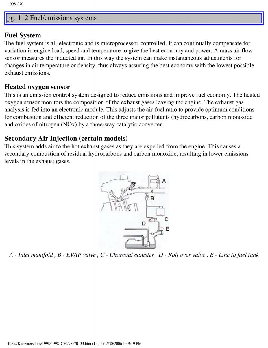 manual  Volvo C70 NI N1 owners manual / page 136