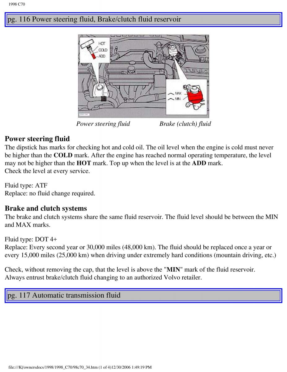 manual  Volvo C70 NI N1 owners manual / page 141