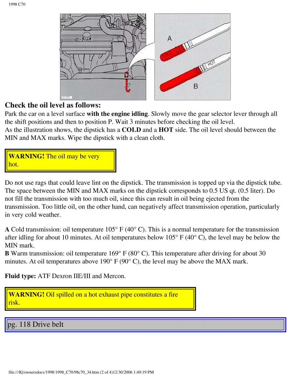 manual  Volvo C70 NI N1 owners manual / page 142