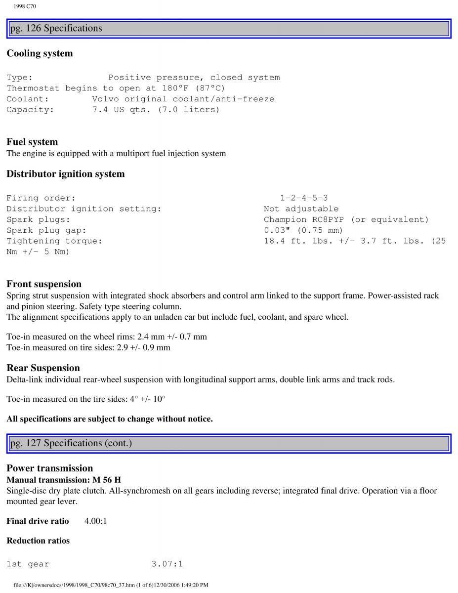 manual  Volvo C70 NI N1 owners manual / page 152