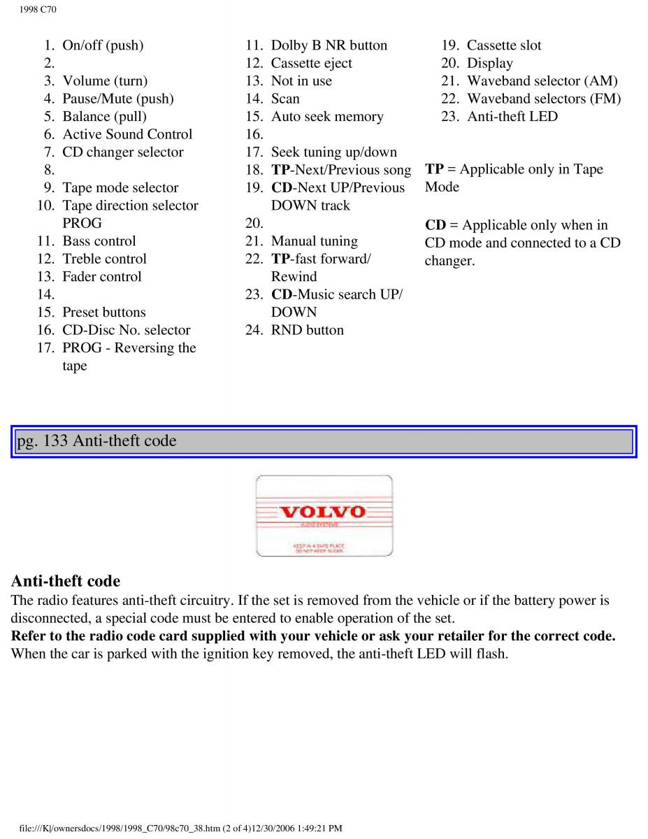 manual  Volvo C70 NI N1 owners manual / page 159