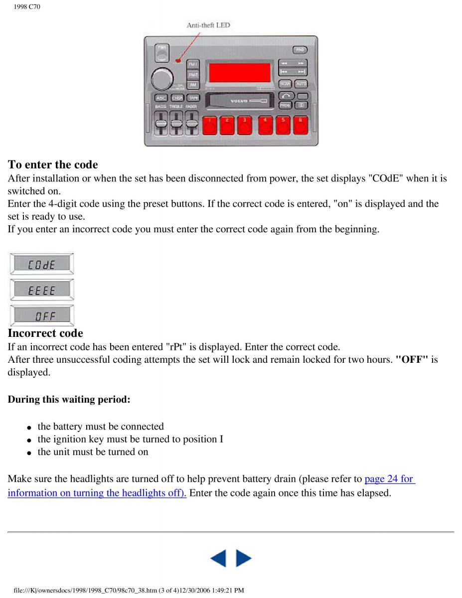 manual  Volvo C70 NI N1 owners manual / page 160