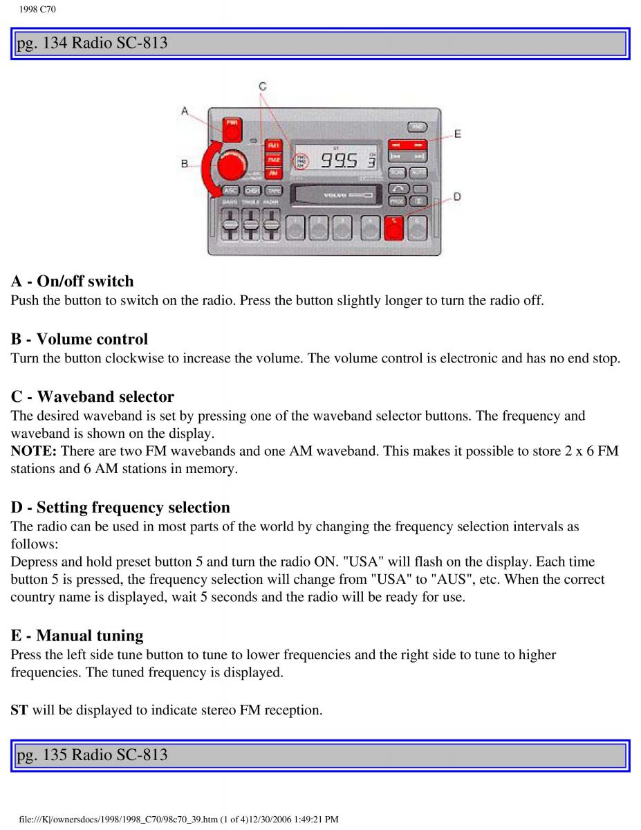 manual  Volvo C70 NI N1 owners manual / page 162