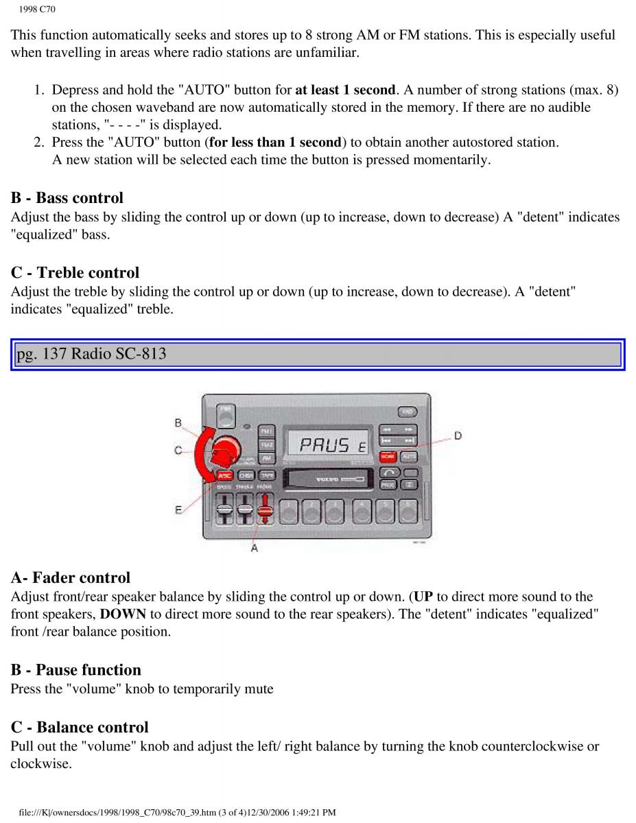 manual  Volvo C70 NI N1 owners manual / page 164