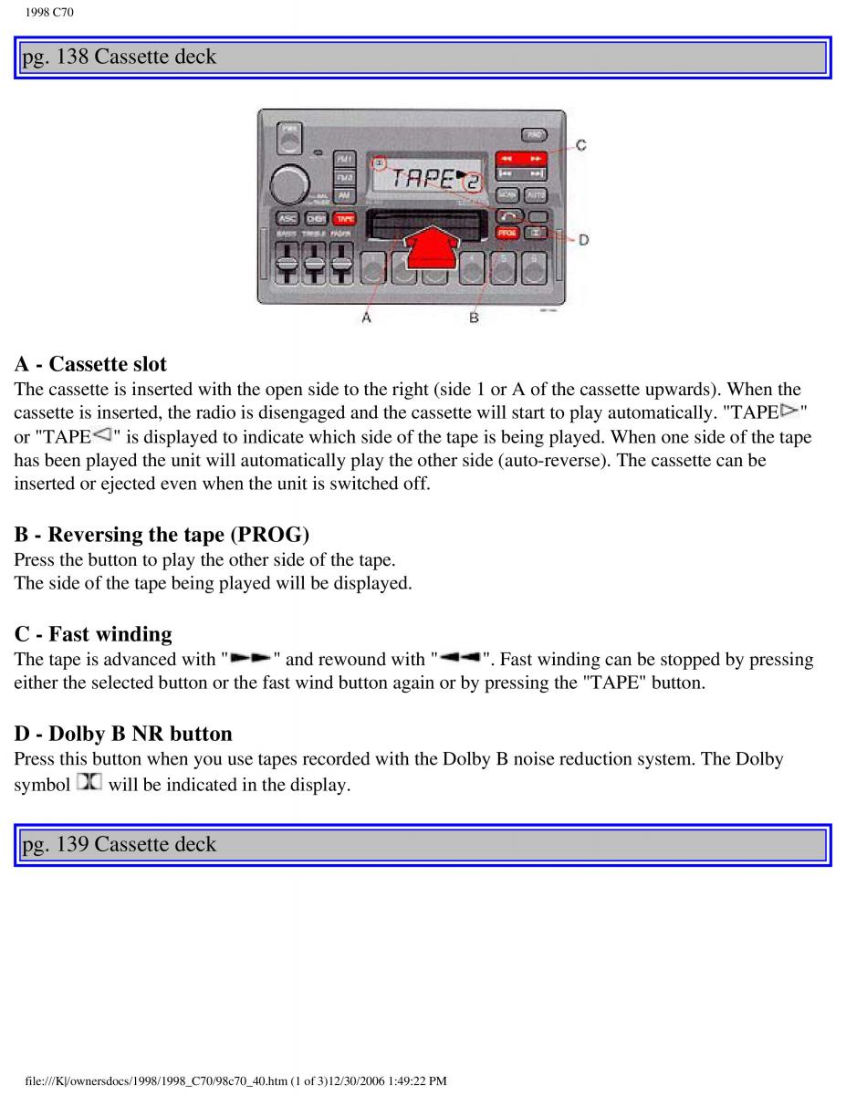 manual  Volvo C70 NI N1 owners manual / page 166