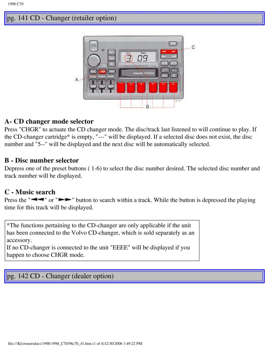 manual  Volvo C70 NI N1 owners manual / page 169