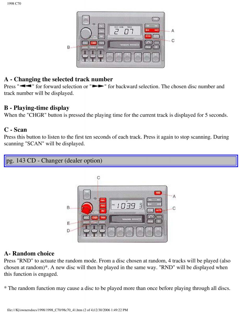 manual  Volvo C70 NI N1 owners manual / page 170