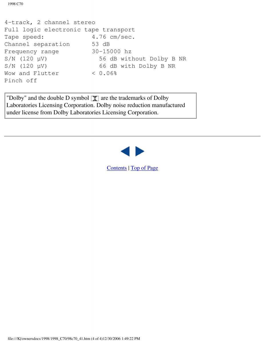 manual  Volvo C70 NI N1 owners manual / page 172