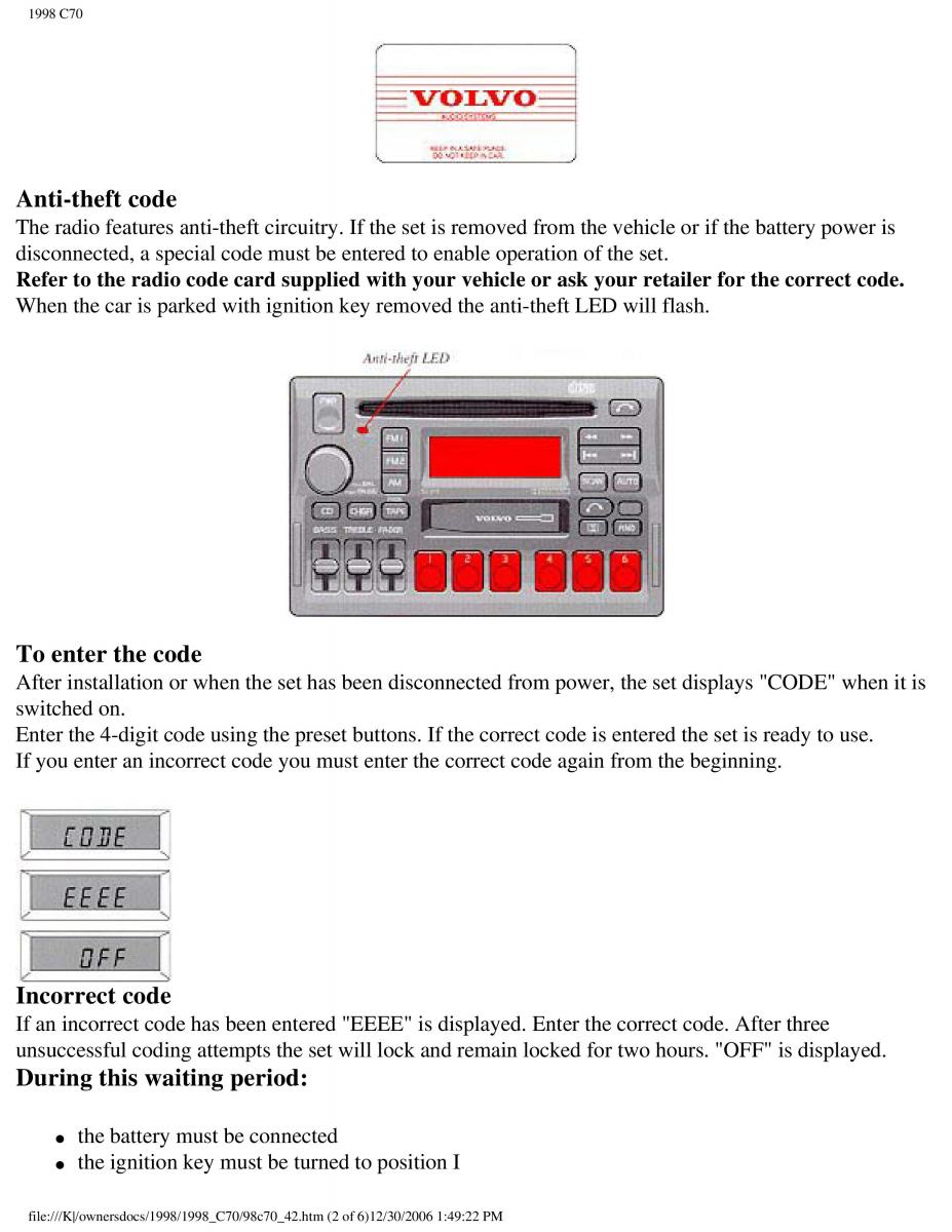 manual  Volvo C70 NI N1 owners manual / page 174