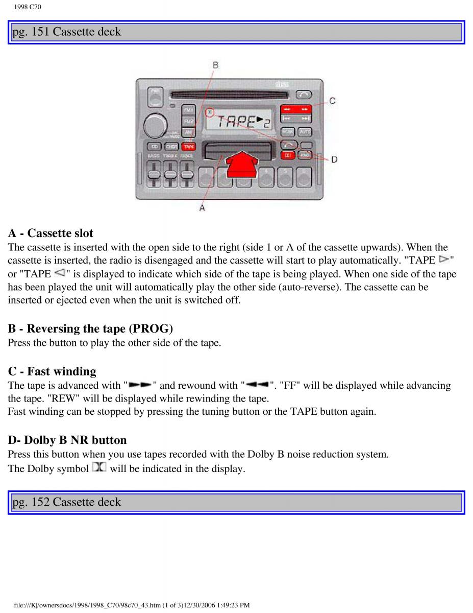 manual  Volvo C70 NI N1 owners manual / page 179