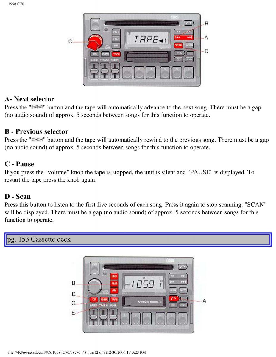 manual  Volvo C70 NI N1 owners manual / page 180